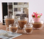 Clear Double Wall Glass Coffee Cup Heat Resistant Glass Mugs