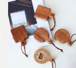 custom diy wedding gift wood beer bottle opener magnet with leather handle