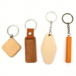 Made of Wood Custom Logo Walnut Material Customised Accessories Carabiner Sublimation Leather Wood Keychain