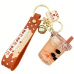 Custom Cartoon Cute Acrylic Straw DIY Quick Sand Mini Cup Baby Liquid Milk Tea Boba Keychain