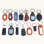 Custom Logo Metal Car, Key Tag Leather Chain Round Key Ring Keyring Pu Leather Keychains