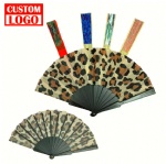 Personalized Printed Art Logo Handfan Favor Fabric Wooden Bamboo Paper