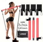 Home Gym Workouts Stainless Steel Stick Squat Yoga Pilates Flexbands Kit Pilates Bar Kit With Resistance Bands