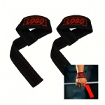 Custom Logo Gym Black Weight Lifting Wrist Straps For dumbbell and Barbell