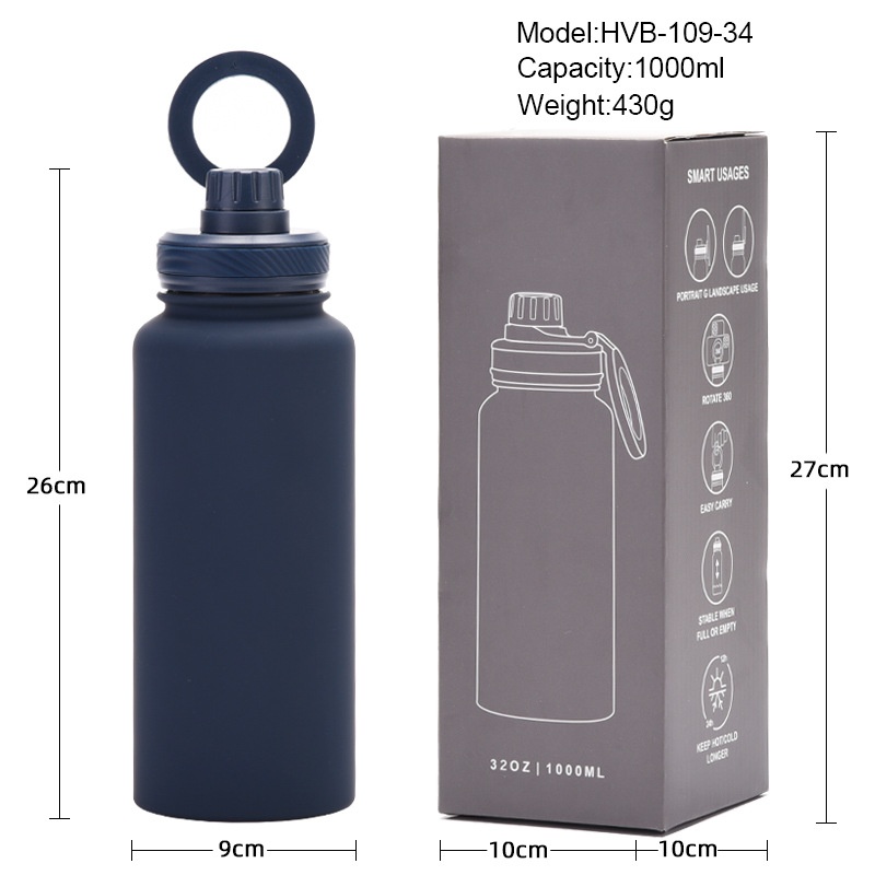 Product Name Stainless Steel Water Bottle Material 304 Size 26*9.1cm Capacity 1000ml Customize Acceptable Logo Custom decal/heat transfer/slik printing Packing White/Brown box Product Name Stainless Steel Water Bottle Material 304 Size 26*9.1cm Capacity 1000ml Customize Acceptable Logo Custom decal/heat transfer/slik printing Packing White/Brown box