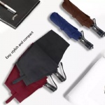 Luxury Fashion Leather Handle Automatic Rain Umbrella